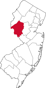 State of New Jersey with highlighted Hunterdon County