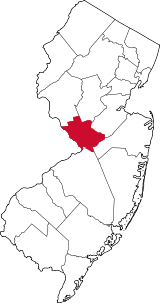 State of New Jersey with highlighted Mercer County