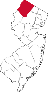 State of New Jersey with highlighted Sussex County