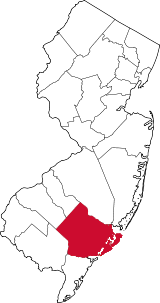 State of New Jersey with highlighted Atlantic County
