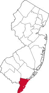 State of New Jersey with highlighted Cape May County