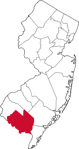 State of New Jersey with highlighted Cumberland County