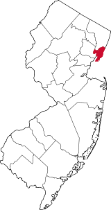 State of New Jersey with highlighted Hudson County