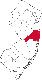 State of New Jersey with highlighted Monmouth County